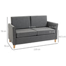 Sofa Double Seat Compact Loveseat Couch Living Room Furniture with Armrest - Grey
