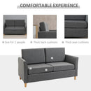 Sofa Double Seat Compact Loveseat Couch Living Room Furniture with Armrest - Grey