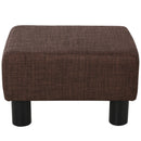 Linen Fabric Footstool Ottoman Cube w/ 4 Plastic Legs Black