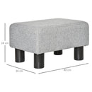Linen Fabric Footstool Foot rest Small Seat Foot Rest Chair Ottoman Grey Home Office with Legs