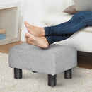 Linen Fabric Footstool Foot rest Small Seat Foot Rest Chair Ottoman Grey Home Office with Legs