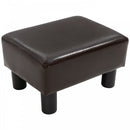 PU Faux Leather Footstool Ottoman Cube w/ 4 Plastic Legs Black