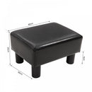 PU Faux Leather Footstool Ottoman Cube w/ 4 Plastic Legs Black