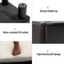 PU Faux Leather Footstool Ottoman Cube w/ 4 Plastic Legs Black