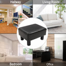 PU Faux Leather Footstool Ottoman Cube w/ 4 Plastic Legs Black
