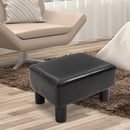 PU Faux Leather Footstool Ottoman Cube w/ 4 Plastic Legs Black
