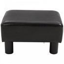 PU Faux Leather Footstool Ottoman Cube w/ 4 Plastic Legs Black
