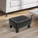 PU Faux Leather Footstool Ottoman Cube w/ 4 Plastic Legs Black
