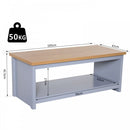Coffee Table w/Open Display Wood Effect Tabletop Retro Rustic Style Chic Living Room Storage Grey