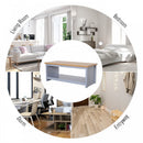 Coffee Table w/Open Display Wood Effect Tabletop Retro Rustic Style Chic Living Room Storage Grey