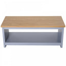 Coffee Table w/Open Display Wood Effect Tabletop Retro Rustic Style Chic Living Room Storage Grey