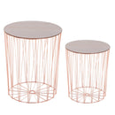 Metal Base MDF Top Duo-Pack Lift-Top Bedside Table Rose Gold