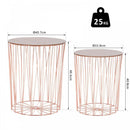 Metal Base MDF Top Duo-Pack Lift-Top Bedside Table Rose Gold