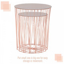 Metal Base MDF Top Duo-Pack Lift-Top Bedside Table Rose Gold