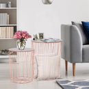 Metal Base MDF Top Duo-Pack Lift-Top Bedside Table Rose Gold