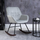 Rocking Chair Reading Accent Armchair with Steel Frame Sponge Padded for Living Room, Dining Room, Office, Balcony, Grey and Black Foam Metal
