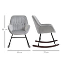Rocking Chair Reading Accent Armchair with Steel Frame Sponge Padded for Living Room, Dining Room, Office, Balcony, Grey and Black Foam Metal