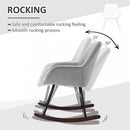 Rocking Chair Reading Accent Armchair with Steel Frame Sponge Padded for Living Room, Dining Room, Office, Balcony, Grey and Black Foam Metal