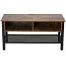 Rubber Wood 3-Tier TV Media Unit Black/Brown