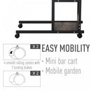 Industrial C-Shaped Mobile Rolling Sofa Side Table with 3-Tier Storage Shelving, Adjustable Height, Wheels Bed Adjust Height Cart w/ Casters, Brake