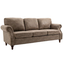Studded Leathaire 3-Seater Sofa Brown