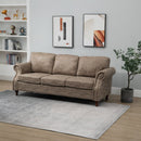 Studded Leathaire 3-Seater Sofa Brown