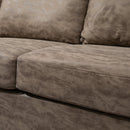 Studded Leathaire 3-Seater Sofa Brown