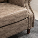 Studded Leathaire 3-Seater Sofa Brown