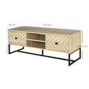Steel Frame MDF 4-Compartment TV Media Unit Black/Oak