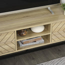 Steel Frame MDF 4-Compartment TV Media Unit Black/Oak