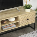 Steel Frame MDF 4-Compartment TV Media Unit Black/Oak