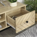 Steel Frame MDF 4-Compartment TV Media Unit Black/Oak