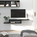 HOMCOM Floating TV Unit, Wall Mounted TV Stand with Open Shelf and 2 Cable Holes, Entertainment Unit for Living Room, Black