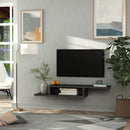 HOMCOM Floating TV Unit, Wall Mounted TV Stand with Open Shelf and 2 Cable Holes, Entertainment Unit for Living Room, Black