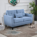 Traditional Style Wide Double Sofa with Armrest, 2-Seater Tufted Loveseat with Spring Sponge Padded Cushion, for Living Room, Dining Room, Office, Light Blue and Brown Modern Chic Padding