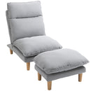 Adjustable Lazy Sofa Set Reclining Lounge Chair with Footstool - Grey