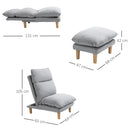Adjustable Lazy Sofa Set Reclining Lounge Chair with Footstool - Grey