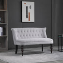 Vintage Armless Button-Tufted Fabric Loveseat 2 Seater Sofa Couch