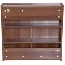 kleankin Wall Mounted Glass Bathroom Mirror Cabinet Storage Shelf, 63Wx60Hx13.5T cm-Light Walnut