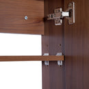 kleankin Wall Mounted Glass Bathroom Mirror Cabinet Storage Shelf, 63Wx60Hx13.5T cm-Light Walnut
