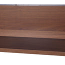 kleankin Wall Mounted Glass Bathroom Mirror Cabinet Storage Shelf, 63Wx60Hx13.5T cm-Light Walnut