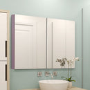 kleankin Wall Mounted Glass Bathroom Mirror Cabinet Storage Shelf, 63Wx60Hx13.5T cm-Light Walnut