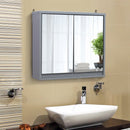 HOMCOM Bathroom Cupboard Double Door  Grey