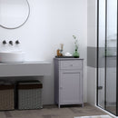 kleankin Bathroom Cabinet with Drawer and Shelf, Toilet Vanity Cabinet for Toilet Paper, Towels or Shampoo, Grey Wash Room Door Cupboard Beside Storage