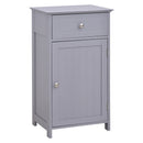 kleankin Bathroom Cabinet with Drawer and Shelf, Toilet Vanity Cabinet for Toilet Paper, Towels or Shampoo, Grey Wash Room Door Cupboard Beside Storage