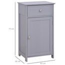 kleankin Bathroom Cabinet with Drawer and Shelf, Toilet Vanity Cabinet for Toilet Paper, Towels or Shampoo, Grey Wash Room Door Cupboard Beside Storage
