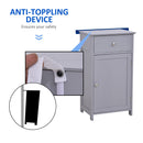 kleankin Bathroom Cabinet with Drawer and Shelf, Toilet Vanity Cabinet for Toilet Paper, Towels or Shampoo, Grey Wash Room Door Cupboard Beside Storage