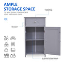 kleankin Bathroom Cabinet with Drawer and Shelf, Toilet Vanity Cabinet for Toilet Paper, Towels or Shampoo, Grey Wash Room Door Cupboard Beside Storage