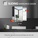 kleankin On-Wall Mounted Bathroom Storage Cabinet with Sliding Mirror Door 3 Shelves Stainless Steel Frame