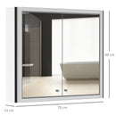 kleankin Bathroom Mirror Cabinet Wall Mounted Storage Cupboard with Double Door and Shelf, Stainless Steel, Silver Shelves